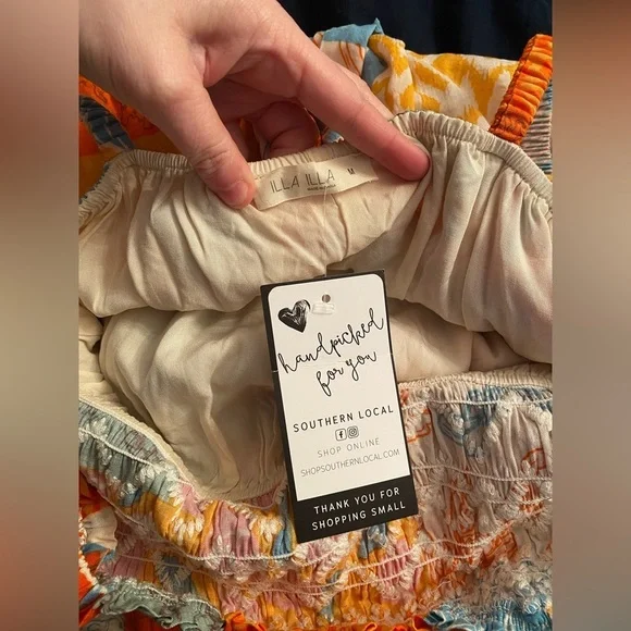 ILLA ILLA Seashell Serenade Tropical Patchwork Bandeau Top Mini Dress NWT - Picture 6 of 6